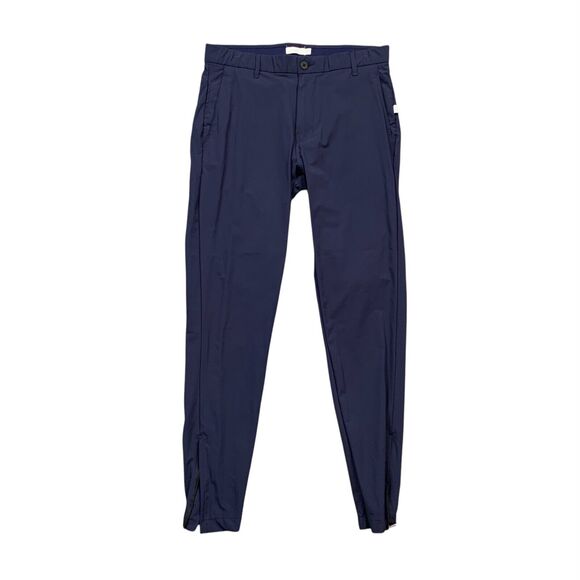 Onia Pants Mens 30 Navy Blue Stretch Nylon Tapered Ankle Zip Cuff Lightweight - Picture 1 of 11
